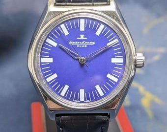 Vintage Jaeger-LeCoultre 17 Jewels Manual Winding Swiss Made Mens watch Blue Dial
