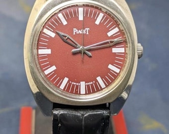 Vintage Piaget Genève Watch – Swiss Made Manual Winding Red Dial Dress Watch