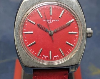 Vintage Ulysse Nardin 17 Jewels Manual Winding Swiss Made Men’s Watch Red Dial