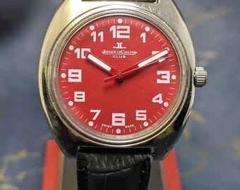 Vintage Jaeger-LeCoultre 17 Jewels Manual Winding Swiss Made Mens watch Red Dial