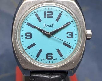 Vintage Piaget Genève Watch – Swiss Made Manual Winding Blue Dial Dress Watch