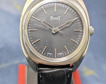 Vintage Piaget Genève Watch – Swiss Made Manual Winding Black Dial Dress Watch