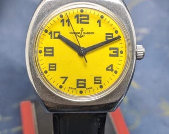 Vintage Ulysse Nardin 17 Jewels Manual Winding Swiss Made Men’s Watch Yellow Dial