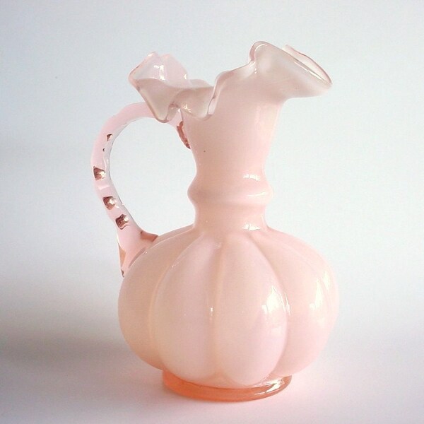 Fenton Glass Perfume Pitcher Shabby Chic Pink 1950s