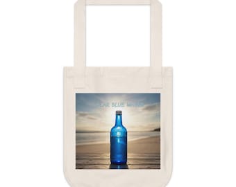 Ho'oponopono Blue Glass Bottle Tote Bag | Coastal Beach Photography Canvas Tote