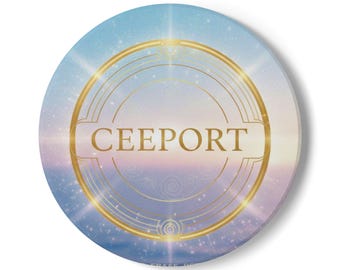 CeeporT ho'oponopono logo coaster Ceramic Coaster | iridescent gold emblem, cork back