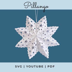 Vincent Paper Star Ornament Template SVG PDF, Christmas Decoration, DIY Holiday Craft Digital File