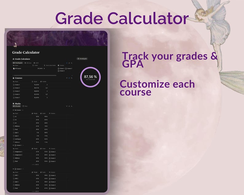Whimsical Notion Student Planner, Academic Template (Digital Planner) image 5
