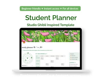 Studio Ghibli-studentenplanner | Academisch planner Howl's Moving Castle | Digitale sjabloon | Organisator maandbudget