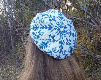 Knitting pattern: Beret ("Delft"), adult size (PDF)