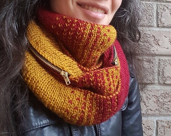 Knitting pattern: Reversible infinity scarf or cowl ("Thanks, It Has Pockets!") (PDF)