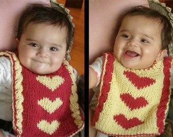 Knitting pattern: Reversible baby bib ("Double the Love") (PDF)