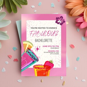 Y2K Beach Pink Bachelorette Einladung, 2000er Jahre Nostalgie Küstenbach Invite, Sharpay Party