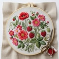 Floral Embroidery Kit: Botanical Butterfly Strawberry DIY Craft Hoop Art Beginner Stitching