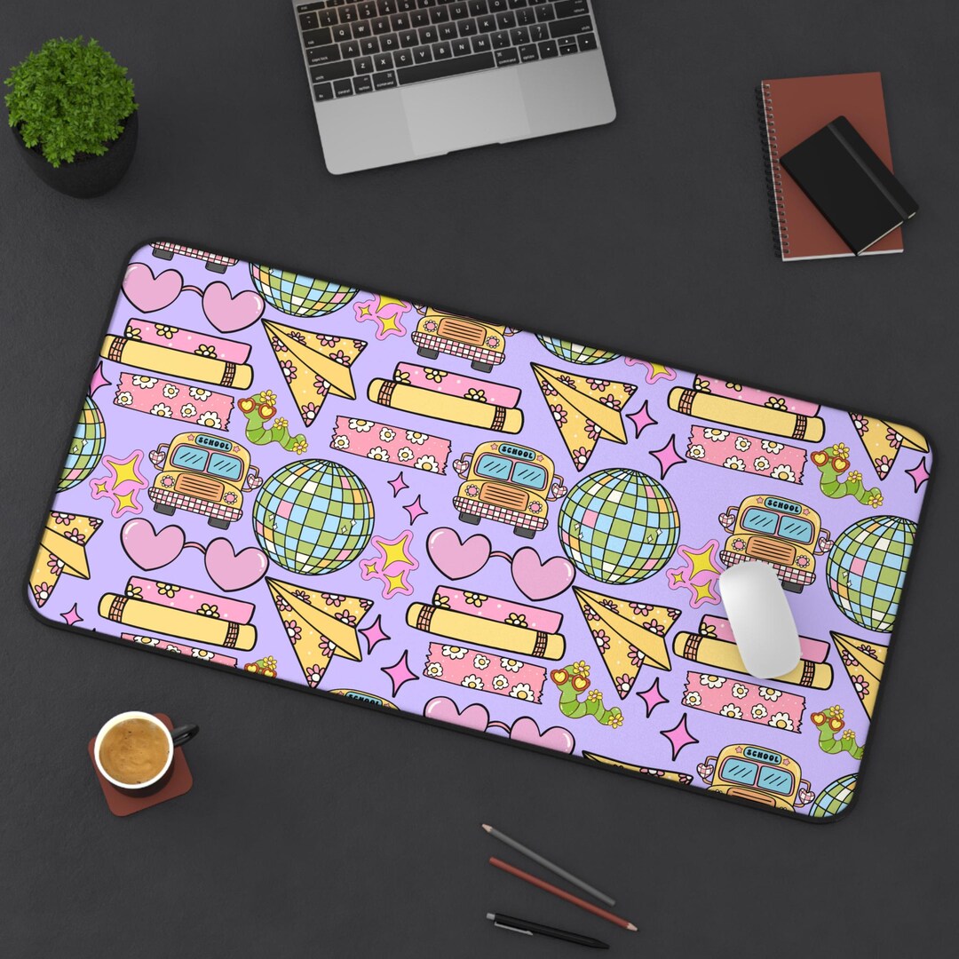 Retro School Pattern Desk Mat | Desk Mat for Teachers - Etsy