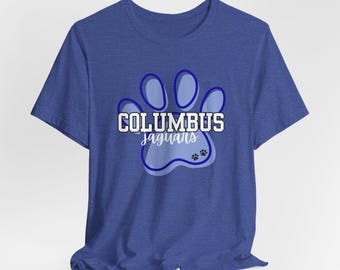 Columbus Jaguars Paw Print T-Shirt | School Spirit Tee | Bella & Canvas Shirt