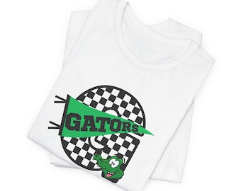 Gators Checkerboard Logo Tee | School Spirit Shirt | Bella & Canvas T-Shirt