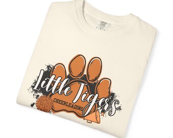 Little Tigers Cheerleading T-shirt | Tiger Paw Tee | Comfort Colors Shirt