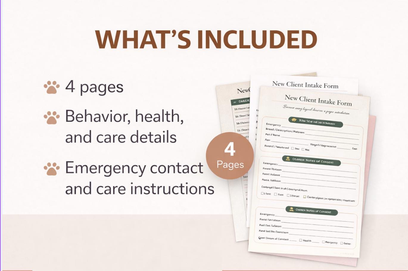 Dog Business Client Intake Form | Pet Sitter, Groomer, Walker PDF (2 ...