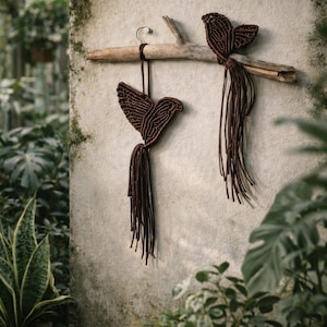 Macrame Wall Hanging Boho Home Decor Handmade Fiber Art "Birds"