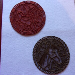Free Standing Lace  Coaster Set , Horse or Rooster