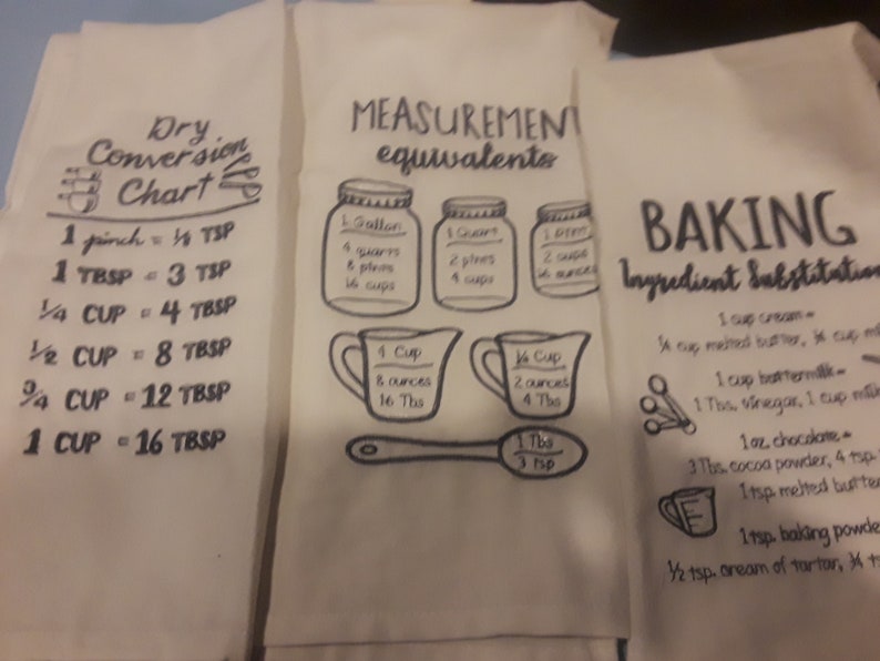 Kitchen Helper Towels, Measurements, Conversion, Baking Substitutions