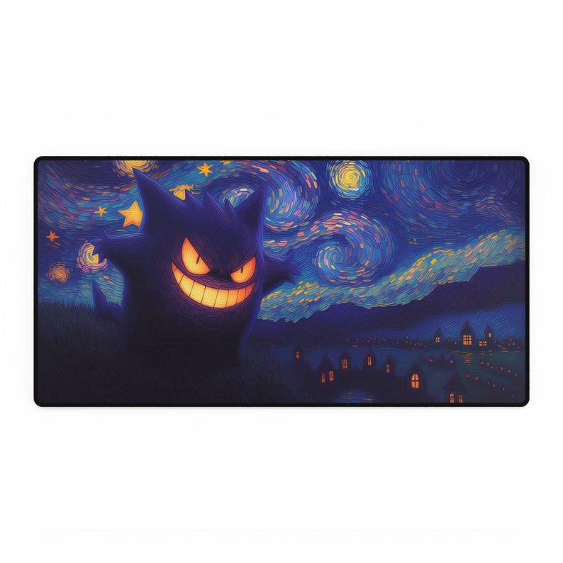 Gengar Sternennacht TKG Playmat für MTG & Riftbound | Turnier Spielmatte mit genähten Kanten Bild 2