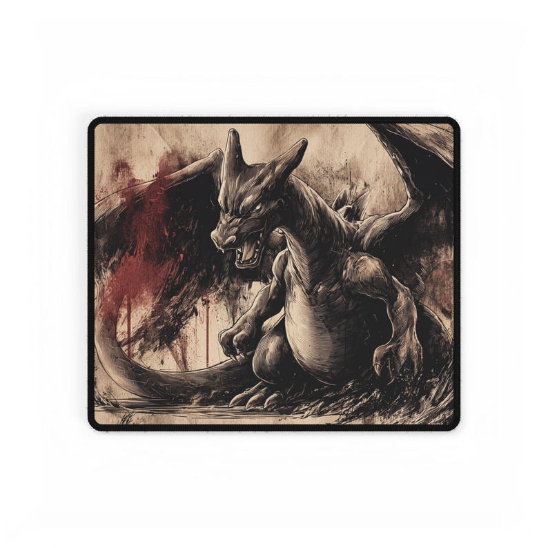 Charizard Ink Brush XL Gaming Desk Mat | Premium Aesthetic Desk Pad | Extended Mouse Pad for Setup & Office image 10