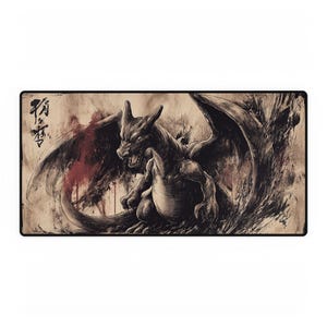 Charizard Ink Brush XL Gaming Desk Mat | Premium Aesthetic Desk Pad | Extended Mouse Pad for Setup & Office image 7