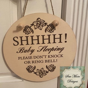 Baby Sleeping Sign ~ Front Door Do Not Knock ~ Baby Shower Gift ~ Wooden Baby Sign ~ Door Hanger