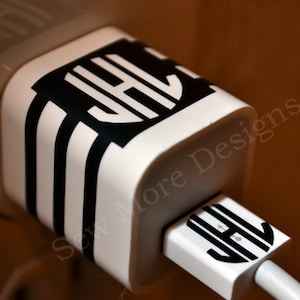 Personalized ~ Monogrammed iPhone Charger Wrap ~ Custom ~ Made to Order Charger Decal ~ Circle Monogram