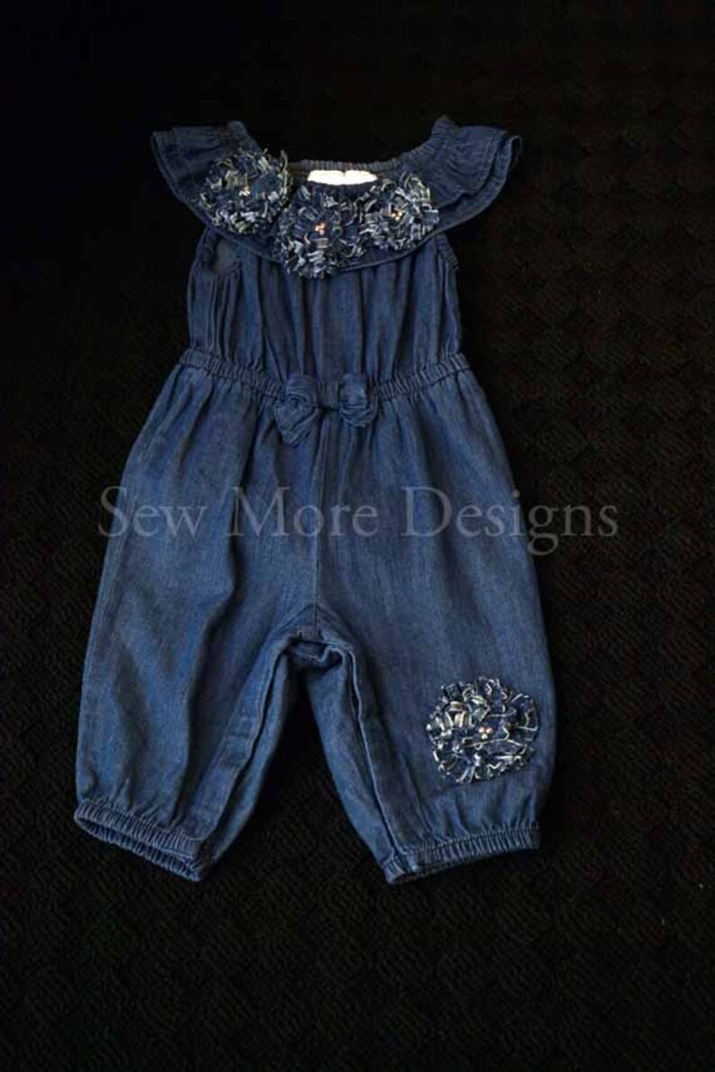 Denim NEW One Piece Outfit Jumper/romper Baby Girl Ruffled Etsy