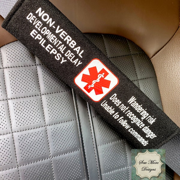 Rubinstein-Taybi Syndrome ~ Medical Alert Seat Belt Cover, Disability, Special Needs ~ Emergency ~ Safety ~ Car Accessory