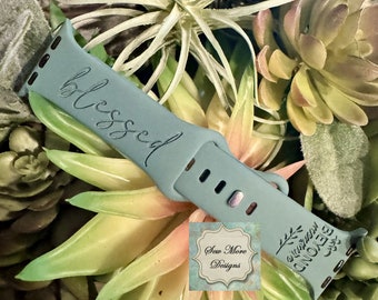 Engraved Watch Band ~ Blessed Beyond Measure ~ Teal ~ 38mm, 40mm, 41mm