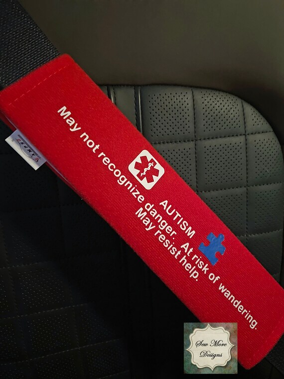 Autism Medical Alert Seat Belt Cover Disability Special Etsy