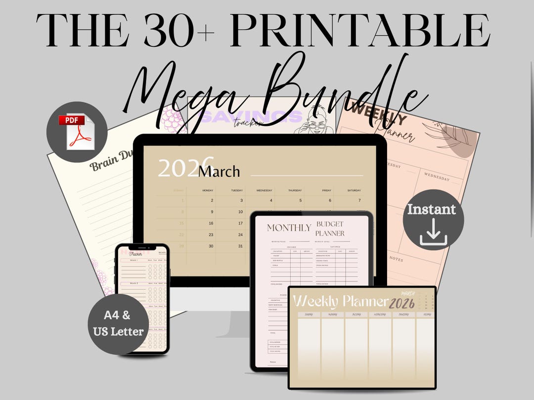Ultimate Printable Planner Bundle | 30+ Page Life Planner | Daily ...