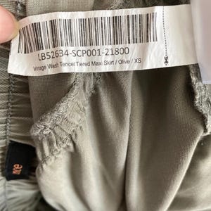 Quince Tiered Maxi Skirt XS Olive Green Tencel Lyocell Elastic Waist image 7