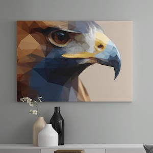Geometric Eagle Art Print | Low Poly Bird Poster | Faceted Wildlife Wall Decor | Digital Download