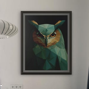 Geometrische Eule Kunstdruck | Low Poly Vogel Poster | Facettierte Wildtiere Wand Dekor | Digitaler Download