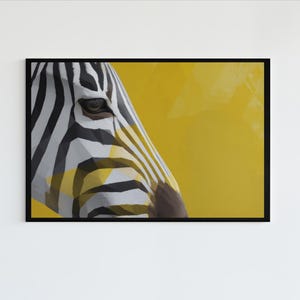 Impresión artística de cebra geométrica / Póster de animales de baja poligonización / Decoración de pared de vida silvestre facetada / Descarga digital