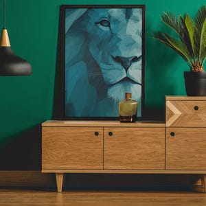 Geometric Lion Art Print | Low Poly Animal Poster | Faceted Wildlife Wall Decor | Digital Download