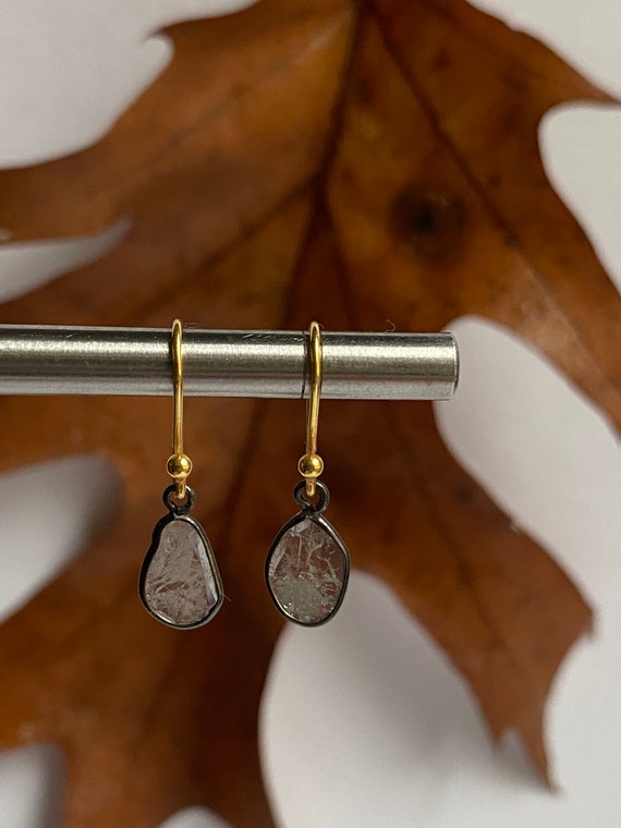 ANUSHA  18k Gold Diamond Slice Drop Earrings
