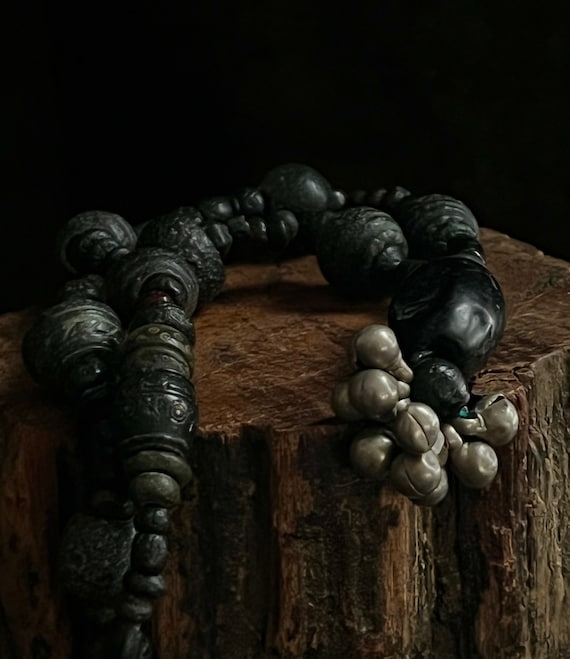 PERSIPHONE   Antique Beads Adjustable Necklace Talisman