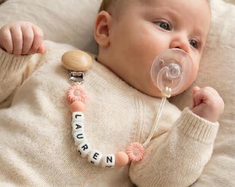 Custom Pacifier Clip Baby Girl Flower Paci Clip for Newborn | Daisy Infant Binky Holder | Baby Shower Gift