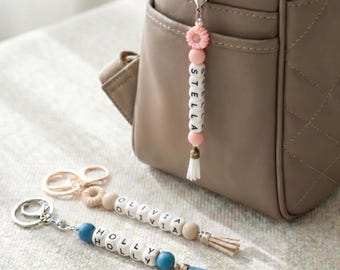Personalized Purse Keychain Name Tag | Backpack Charm | Diaper Bag Keyring Name Tag | Luggage Tag