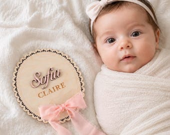 Baby Name Announcement Plaque, Birth Stat Sign, Hospital Announcement Sign, Wooden Name Plaque, Custom Newborn Keepsake