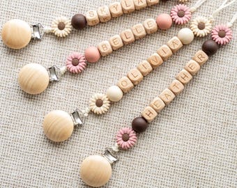 Personalized Daisy Baby Pacifier Clip | Infant Dummy Clip | Paci Clip for Newborn | Binky Holder | Baby Shower Gift