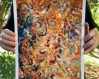 Trippy Pareidolia Art Print: Good vs Evil Psychedelic Surreal Decor