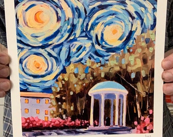 UNC Chapel Hill Starry Night Archival Print