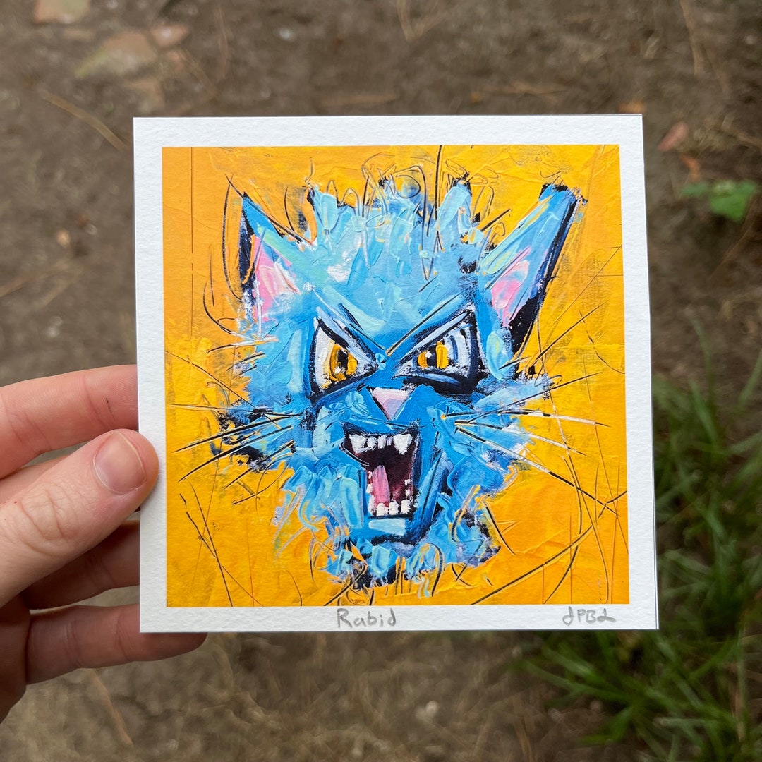 Rabid Randy Artist 5x5 “rabid” Art Giclee Watercolor Print Colorful Strange Art Folk Art ...
